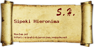 Sipeki Hieronima névjegykártya